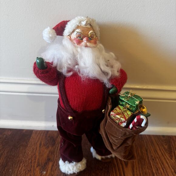 Vintage Santa Claus Christmas Ornament Doll Figure Plastic Face 11" McClures - Picture 14 of 15